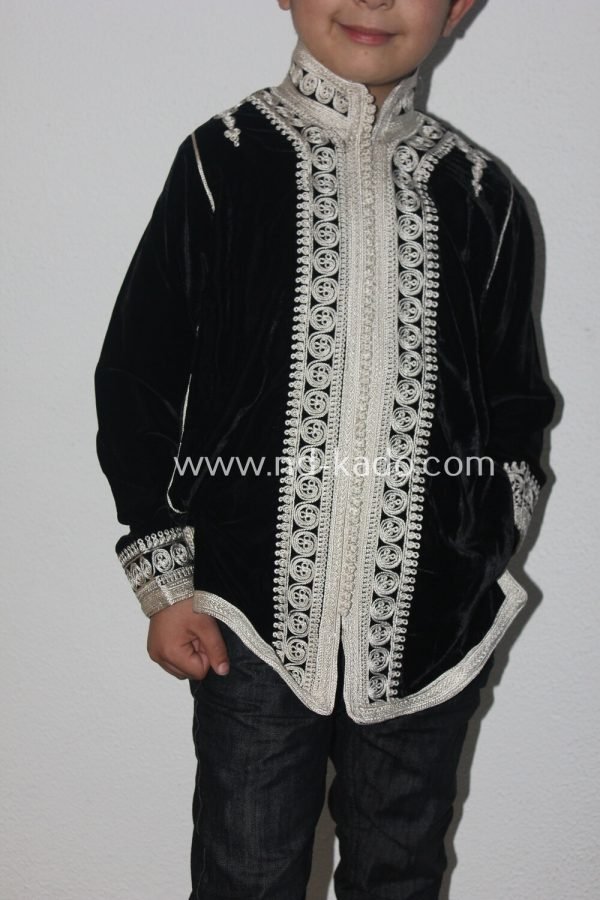 Kind cardigan fluweel zwart - Afbeelding 2