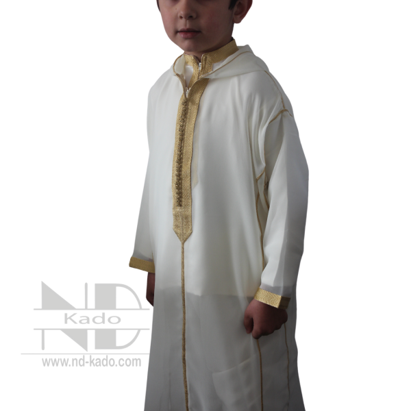 Djellaba gebrokenwit (met jabador) - Afbeelding 3