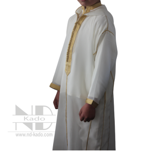 Djellaba gebrokenwit (met jabador)