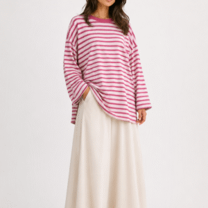 T-shirt Oversize rayée Fushia