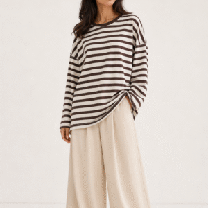 T-shirt Oversize rayée Marron